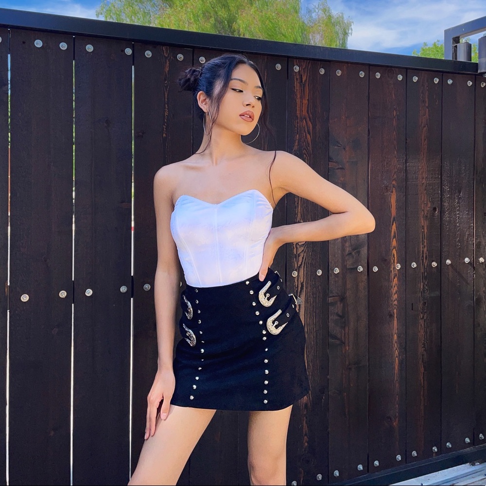 Forever 21 Black Mini Skirt with Silver Buckles